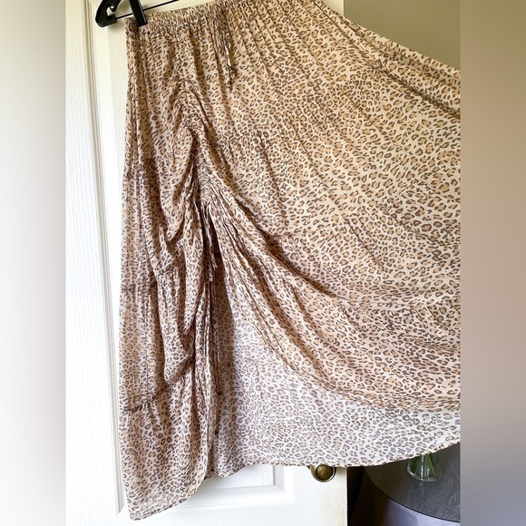 Spell Frankie Peasant Skirt Cheetah Print Boho Maxi Beige Small EUC - Picture 3 of 11